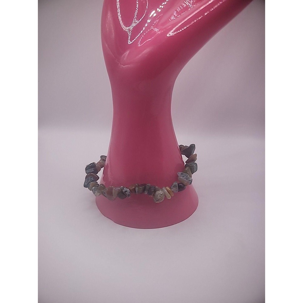 Vintage Bracelet Stones Chips Colors Stretch Women Jewelry Costume Dainty